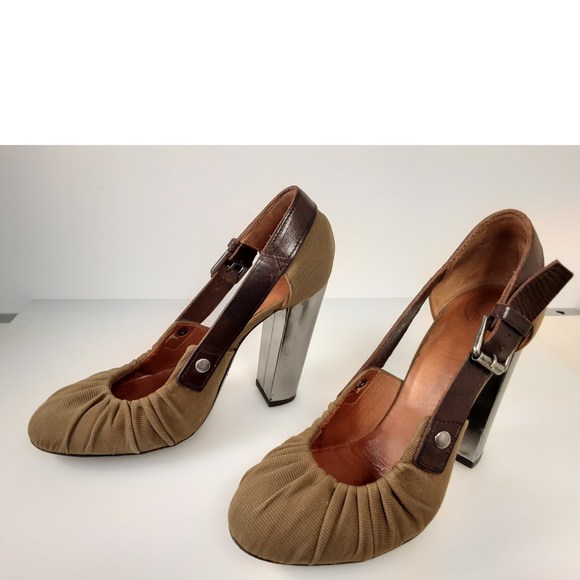 Dries Van Noten Italy Heels Military Style Heels Green Kaki Brown US 5 - Picture 6 of 9